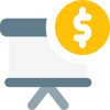 Finance and sales figure with dollar sign on slide screen icon