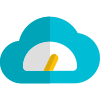 Rate of transfer speed gauge on a cloud server network icon