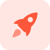 Rocket with escape velosity isolated on a white background icon