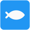 Fish logotype for a fishing point near lake icon