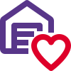 Warehouse with heart favorite shape logotype layout icon