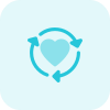 File syncing loop arrows with heart logotype isolated on a white background icon