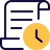 Contract duration with agreement and time clock icon