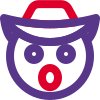 Cowboy emoticon with hat and open mouth icon