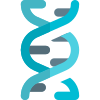 DNA structure of a human body in a round motion icon