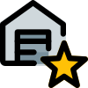 Warehouse with star logotype - favorite storage unit icon