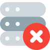 Delete files from the database server isolated on a white background icon