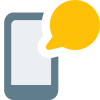 Mobile chatting on instant messenger having speech bubble icon