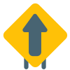 Straight forward up arrow signal as signpost icon