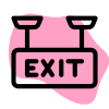 Exit sign for exiting from the hotel room icon
