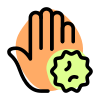 Hand infected by a Corona virus isolated on a white background icon