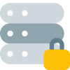 Server computer locked with bit- authentication security icon