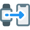 Smartwatch send direct media to mobile phone icon