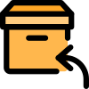 Reply arrow on the delivery box logistic icon