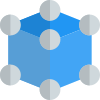 Framework design of cube 3D design shape at every vertices icon