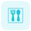 Food court with cutleries like spoon and fork icon