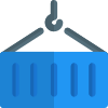 Lifting heavy container with strong support and hook icon