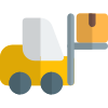 Heavy material handling forklift vehicle with box up icon