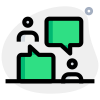 Employee chatting with each other via messenger icon