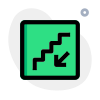 Downstairs with emergency exit and downward direction icon