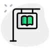 Sign post of a library direction isolated on a White background icon