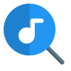 Magnifying glass Logotype for searching music online icon