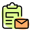 Share report attached with clipboard with envelope logotype icon