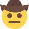 Cowboy netural face expression with brim hat icon