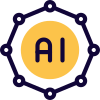 Machine learning Technology with integrated AI isolated on a white background icon