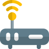 Modern security wireless router with antenna icon