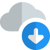 Content stored online on cloud server with download arrow icon