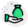 Banking loan with money bag in hand icon