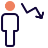 Downtrend chart of an employee from the previous employee icon