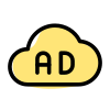 Ads supported on cloud space drive storage icon