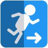 Exit to rescue from a natural calamity of fire icon