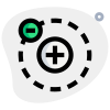 Negative charge on an atom with positively charged in center icon