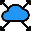 Cloud computing system with direction in all four corners icon