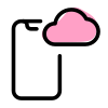 Smartphone with cloud technology and online storage icon