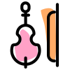 Cello like violin with a bow and string icon