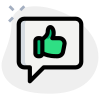Like and comment on social media with thumbs up on speech bubble icon