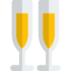 Pait of champagne flute shaped glasses filled icon
