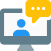 Chatting with online client chat conversation on desktop icon