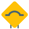 Bump ahead warning signal on road ahead icon