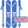 icone-piatte-colore-lineare-per-attrezzatura-esterna-pianificazione-vacanze-sci-e-snowboard icon