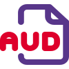 The AUD file extension is a data format used for AUD compressed audio files or sound clips icon