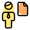 Businessman sharing a single file on an online server icon