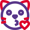 Kitty blowing a kiss with heart, love expression icon