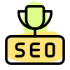 Champion of seo research with trophy logotype icon