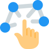 Touch access of a nodes network isolated on a white background icon