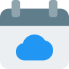 Schedule a calendar with online cloud network icon